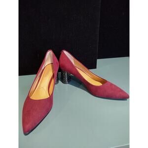 J. Renee Faux Suede Heels w/Decorative Chunky Heel, Size 8N